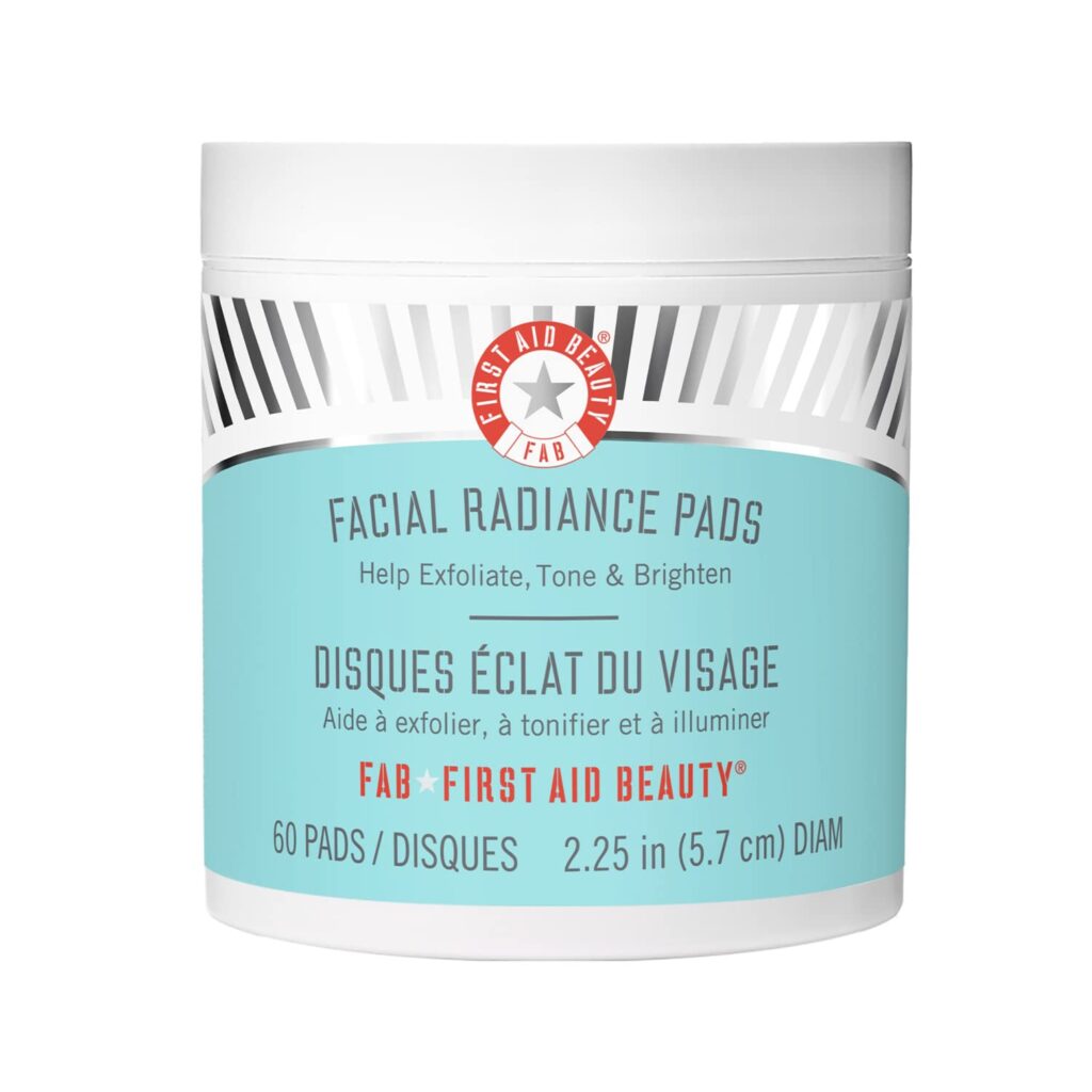 First Aid Beauty Facial Radiance Pads – Daily Exfoliating Pads with AHA that Help Tone & Brighten Skin – 60 Count