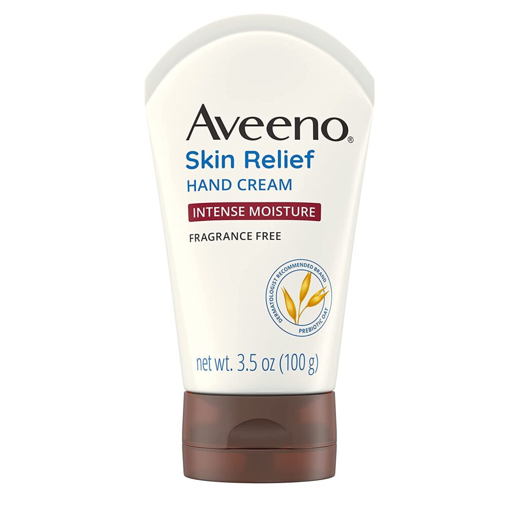 Aveeno Skin Relief Intense Moisture Hand Cream with Soothing Prebiotic Oat for Dry Skin, Sensitive Skin Cream Softens & Smooths Hands & Lasts Through Hand Washing, Fragrance-Free