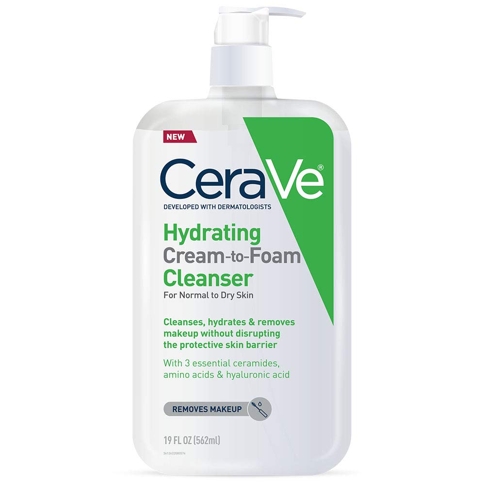 CeraVe Hydrating Cream-to-Foam Cleanser | Hydrating Makeup Remover and Face Wash With Hyaluronic Acid | Fragrance Free Non-Comedogenic