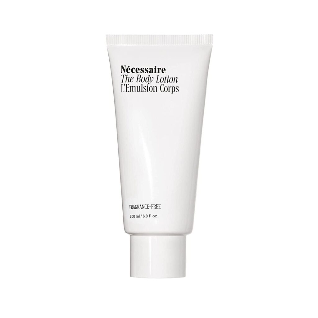 Nécessaire The Body Lotion. Fragrance-Free. Multi-Vitamin Moisturizer. Niacinamide, Peptides. Nourish, Strengthen Barrier. Hypoallergenic. Dermatologist-Tested.