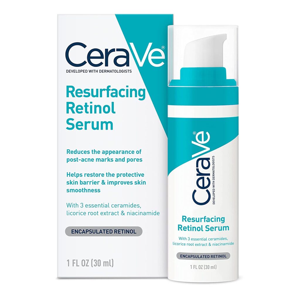 CeraVe Retinol Serum for Post-Acne Marks and Skin Texture | Pore Refining, Resurfacing, Brightening Facial Serum with Retinol and Niacinamide | Fragrance Free, Paraben Free & Non-Comedogenic|