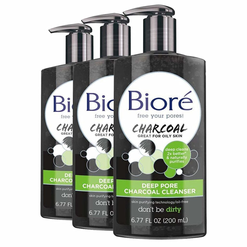 Bioré Charcoal Face Wash with Deep Pore Cleansing, for Dirt and Makeup Removal From Oily Skin