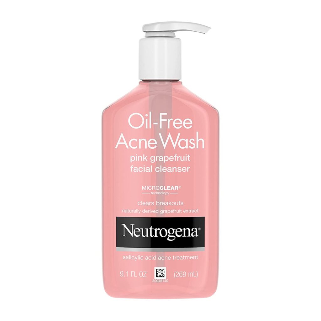 Neutrogena Oil-Free Salicylic Acid Pink Grapefruit Pore Cleansing Acne Wash and Facial Cleanser with Vitamin C,