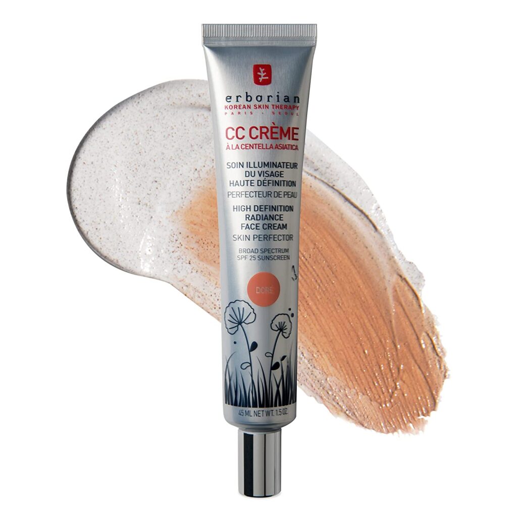Erborian Color Correcting CC Cream With Centella Asiatica, Light Multi-Purpose Facial Concealer With Illuminating Finish Soothes & Hydrates - SPF Korean Skincare Skin Perfector