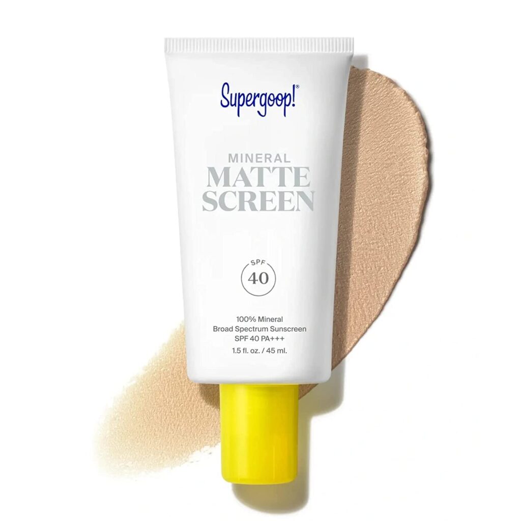 Supergoop! Mineral Mattescreen SPF 40 - 45 mL - 100% Mineral, Oil-Free Broad Spectrum Sunscreen - Smooths Skin’s Appearance, Minimizes Pores & Controls Shine - Water & Sweat Resistant