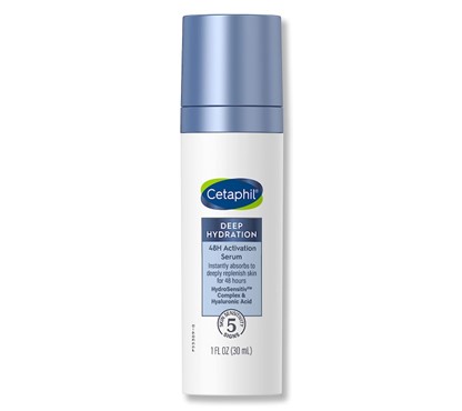 CETAPHIL Deep Hydration Fragrance Free 48 Hour Activation Serum, 1 fl oz, 48Hr Dry Skin Face Moisturizer for Sensitive Skin, With Hyaluronic Acid, Vitamin E