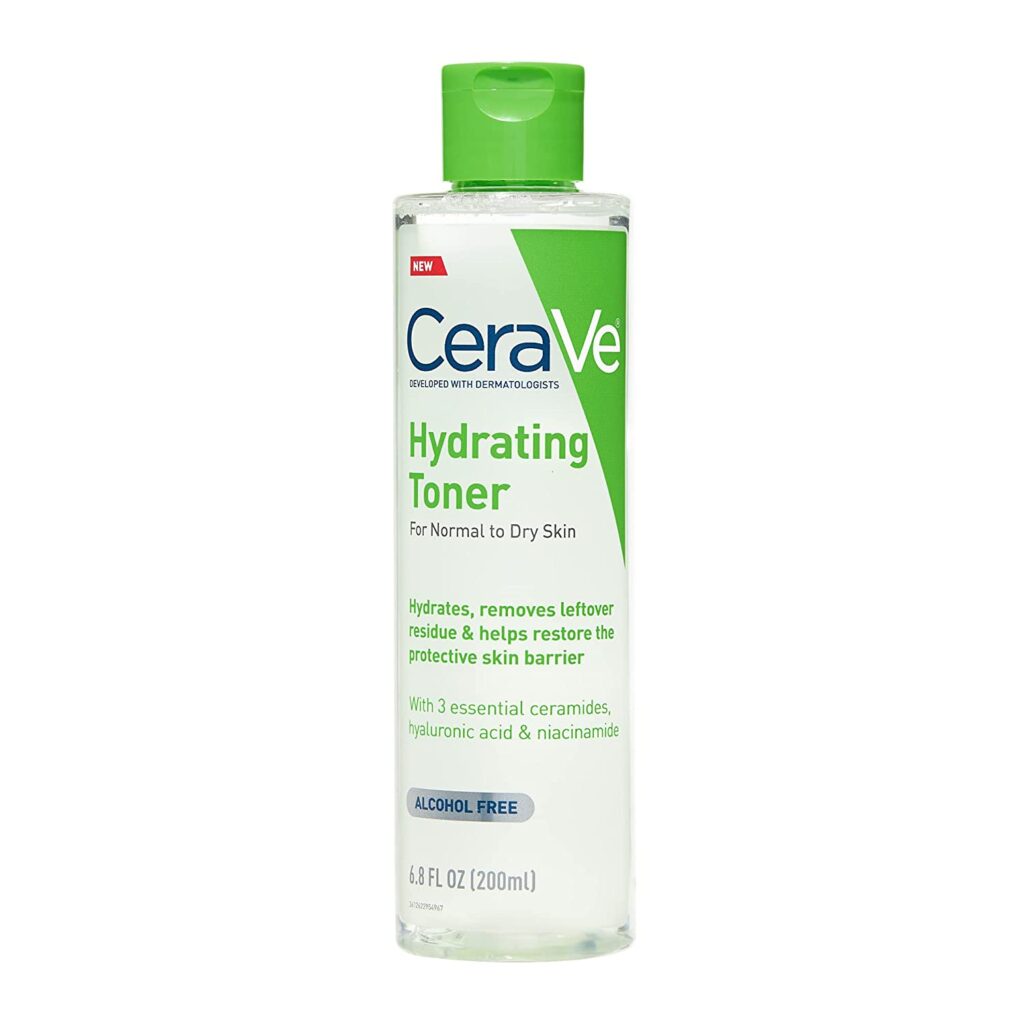 CeraVe Hydrating Toner for Face Non-Alcoholic with Hyaluronic Acid, Niacinamide, and Ceramides for Sensitive Dry Skin, Fragrance-Free Non Comedogenic