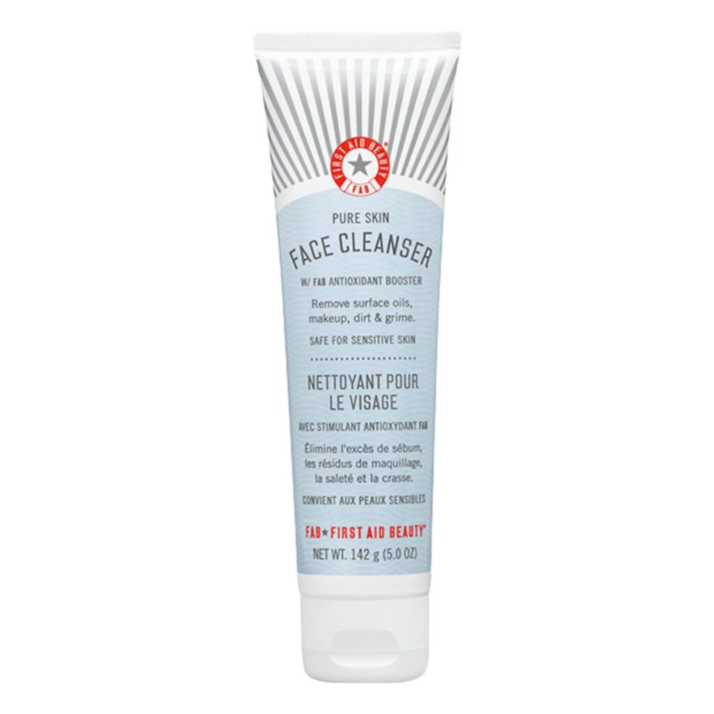 First Aid Beauty Pure Skin Face Cleanser, Sensitive Skin Cream Cleanser with Antioxidant Booster