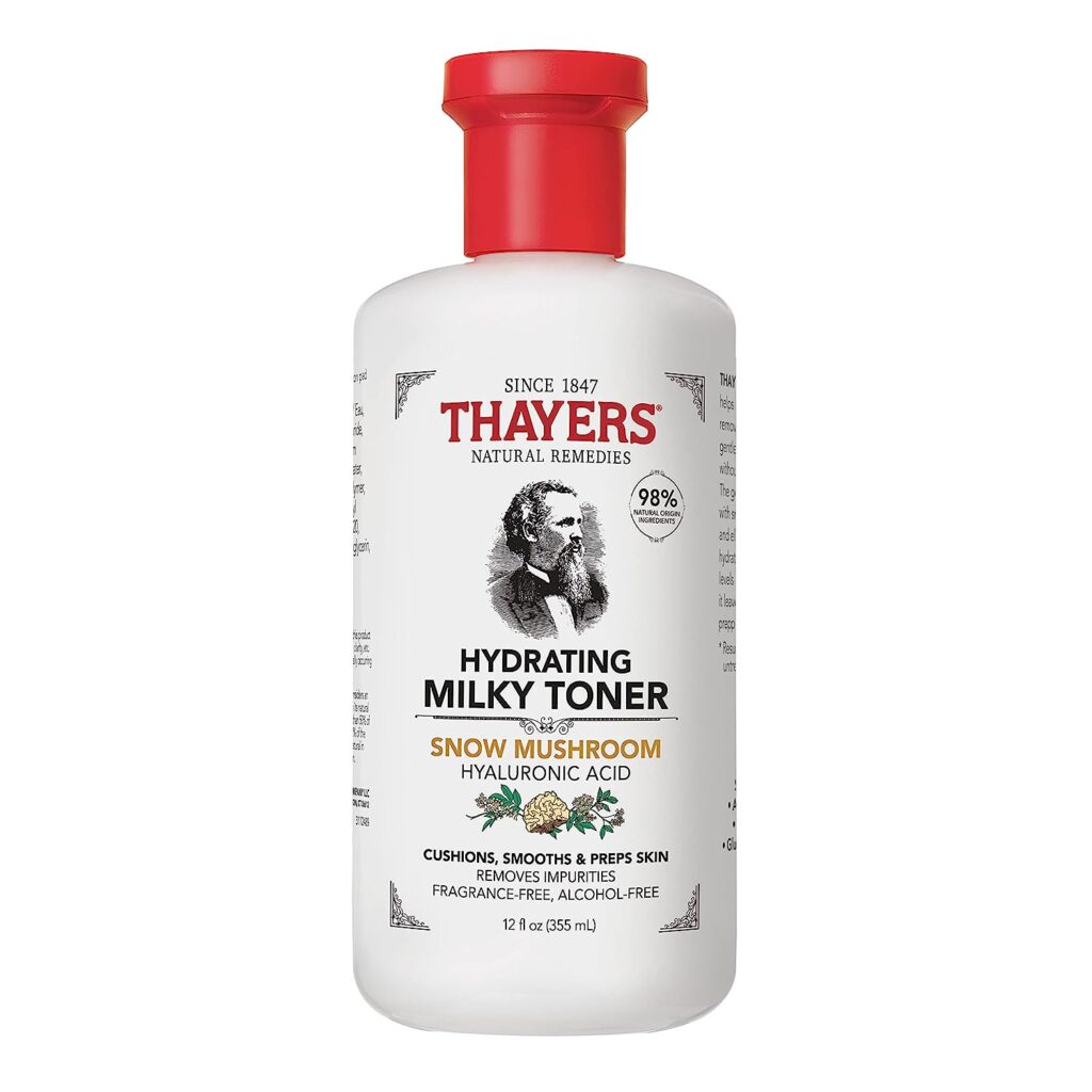 Thayers Milky Face Toner with Snow Mushroom and Hyaluronic Acid, Natural Gentle Facial Toner, Dermatologist Tested, for Dry and Sensitive Skin