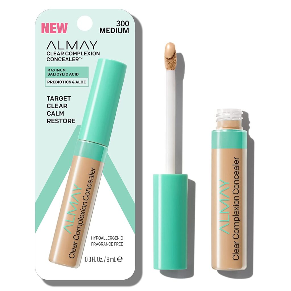 Almay Clear Complexion Acne & Blemish Spot Treatment Concealer Makeup with Salicylic Acid- Lightweight, Full Coverage, Hypoallergenic, Fragrance-Free, for Sensitive Skin